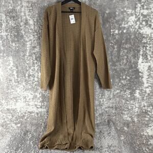 NEW Chesley Size L Open Front Open Knit Cardigan Sweater Brown Long Sleeve